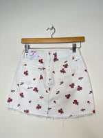 Load image into Gallery viewer, Glamorous White Floral Denim Skirt - 4 - NEW
