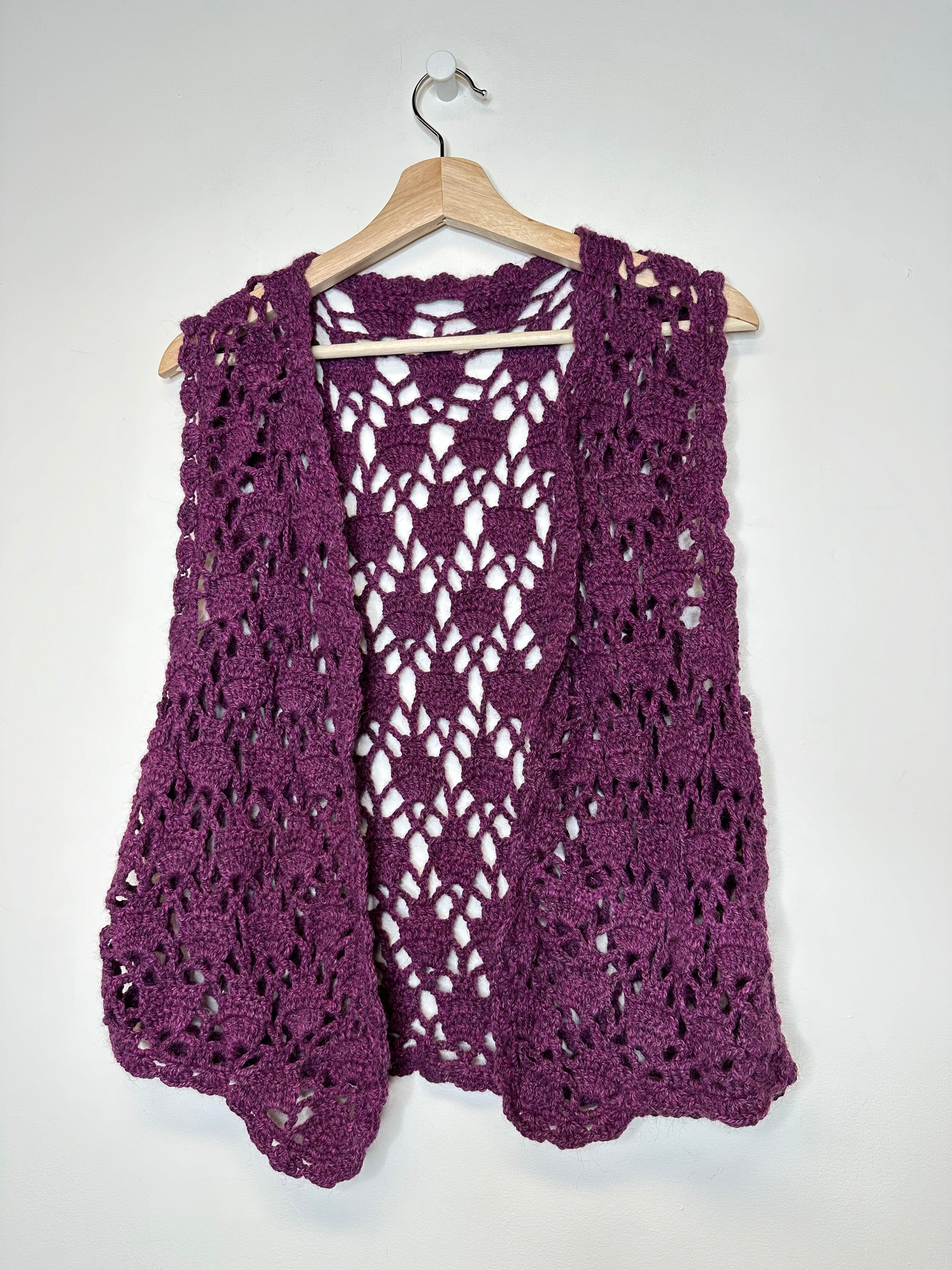 Vintage Purple Crochet Vest - O/S