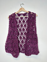 Charger l&#39;image dans la galerie, Vintage Purple Crochet Vest - O/S
