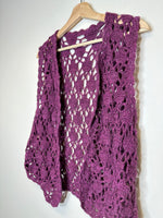 Load image into Gallery viewer, Vintage Purple Crochet Vest - O/S
