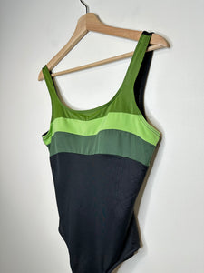 Vintage Black/Green 1-Piece Swimsuit - L