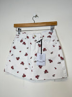 Load image into Gallery viewer, Glamorous White Floral Denim Skirt - 4 - NEW

