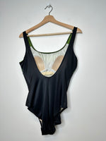 Load image into Gallery viewer, Vintage Black/Green 1-Piece Swimsuit - L
