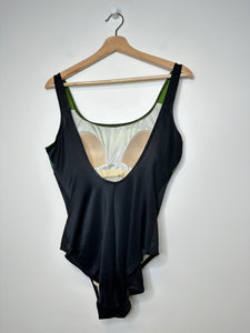 Vintage Black/Green 1-Piece Swimsuit - L