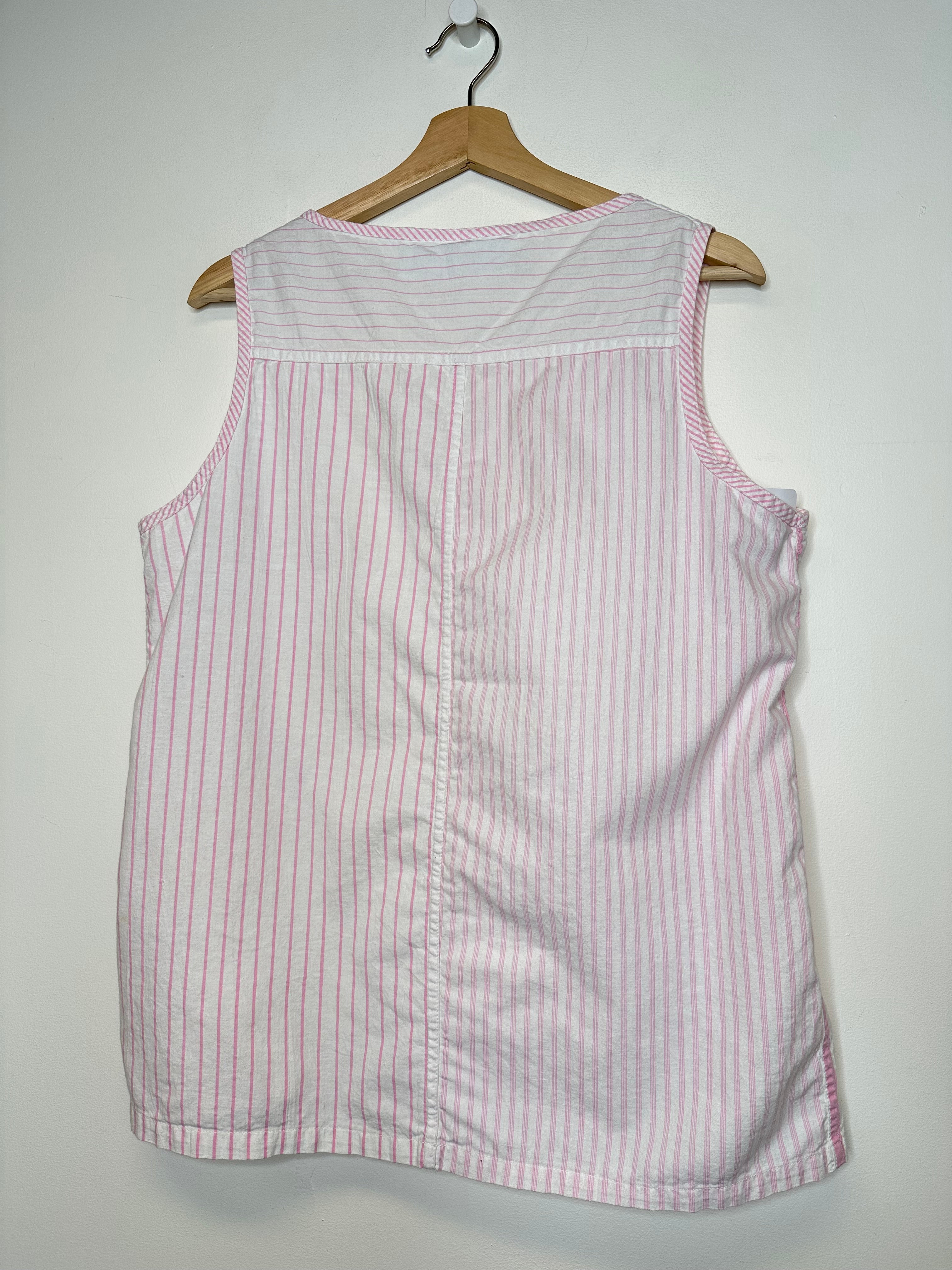 Vintage Pink/White Stripe Tank Top - XL