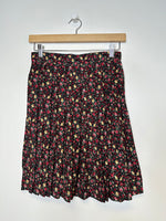 Load image into Gallery viewer, Vintage Black Floral Pleated Skirt - S/26
