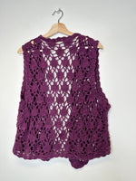 Load image into Gallery viewer, Vintage Purple Crochet Vest - O/S
