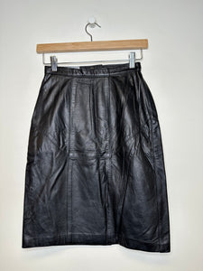 Vintage Black Leather Skirt - XS/24