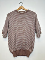 Load image into Gallery viewer, Vintage Brown Striped Short Sleeve Sweater - L
