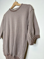 Charger l&#39;image dans la galerie, Vintage Brown Striped Short Sleeve Sweater - L
