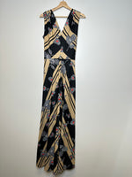 Charger l&#39;image dans la galerie, Vintage Black/Beige Patterned Dress - S
