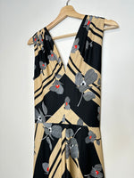 Charger l&#39;image dans la galerie, Vintage Black/Beige Patterned Dress - S

