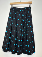 Load image into Gallery viewer, Vintage Black/Blue Polka-Dot Skirt - S
