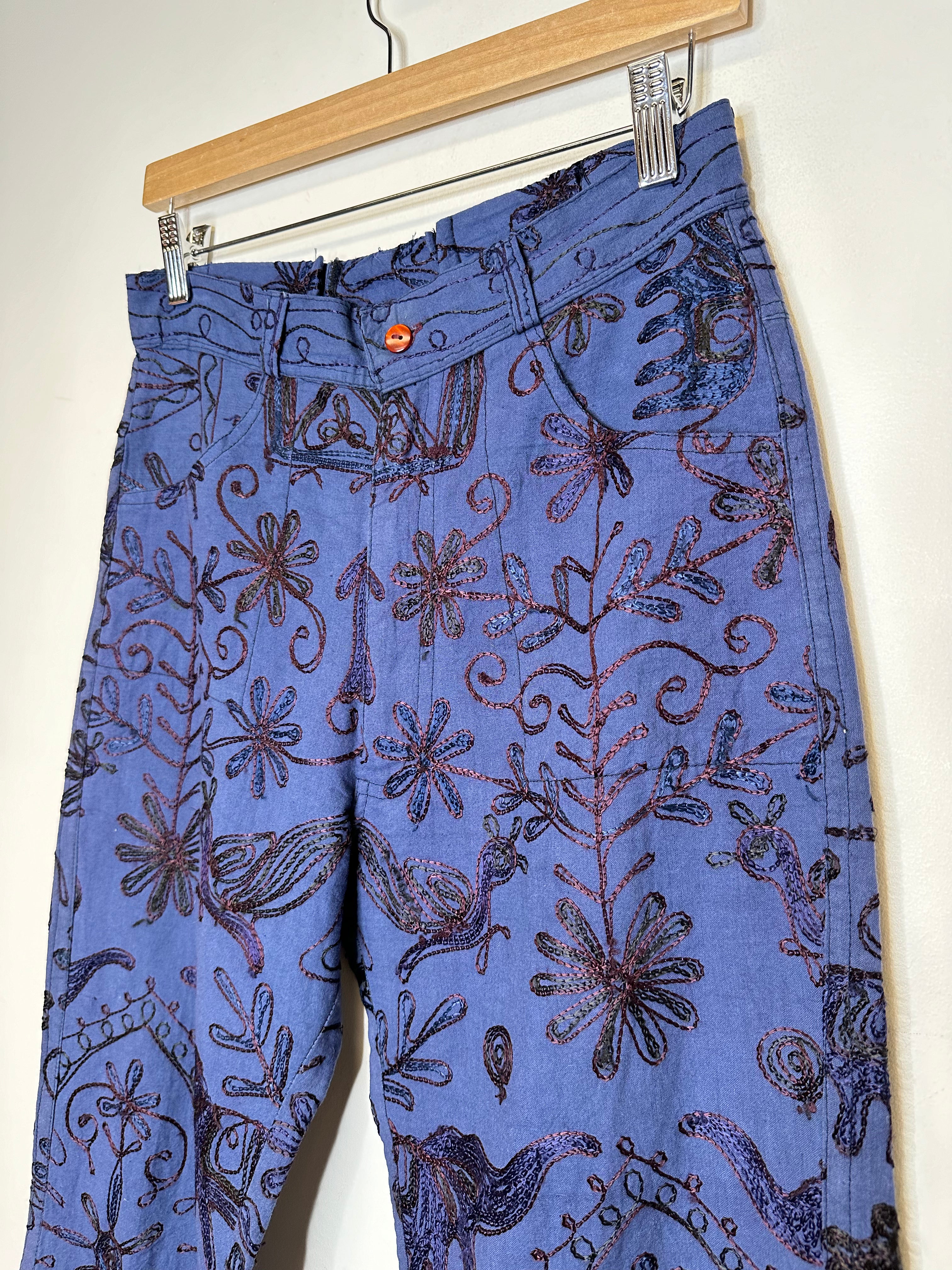 Vintage Navy Floral Pants - M/29