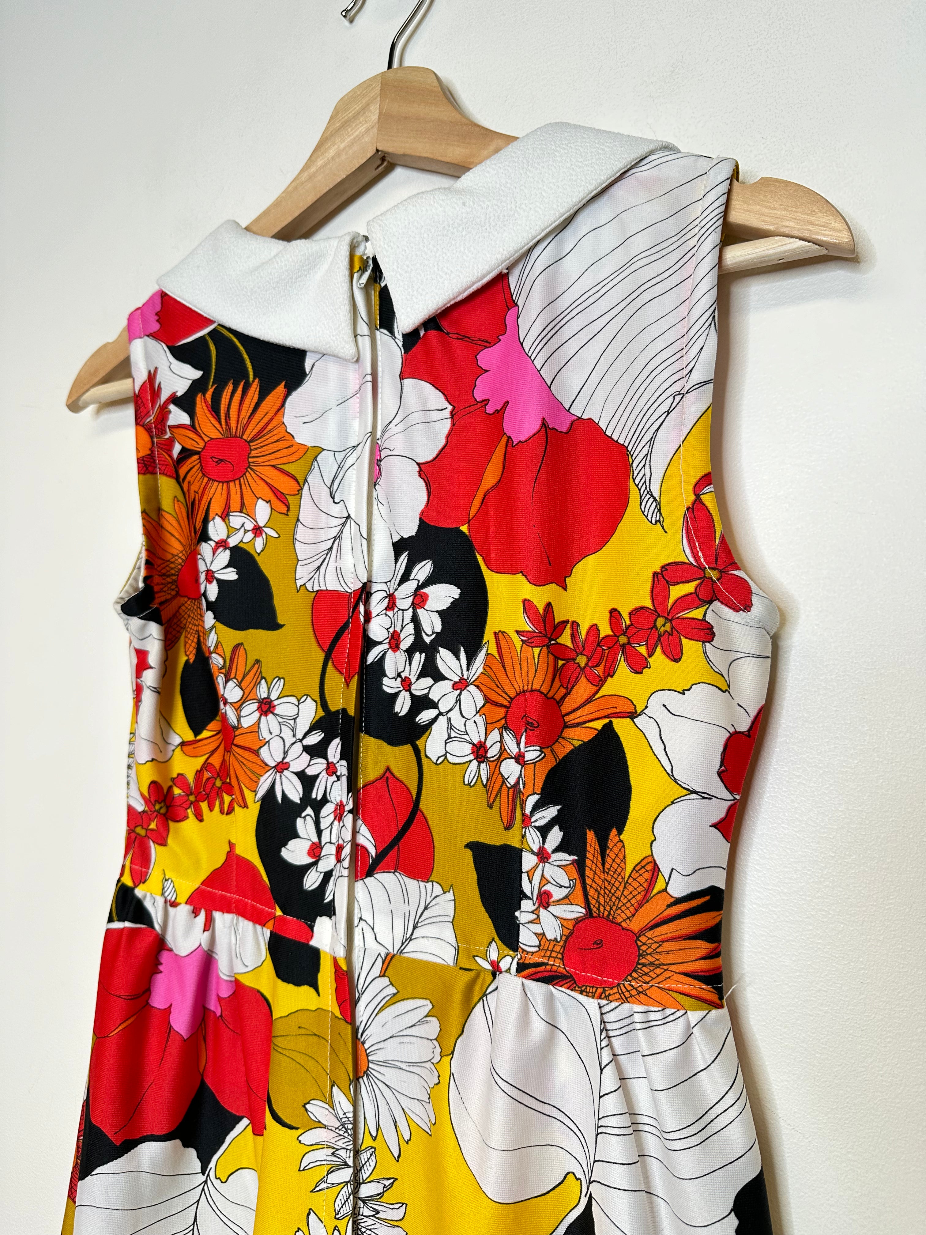Vintage Red/Yellow Floral Dress - XS
