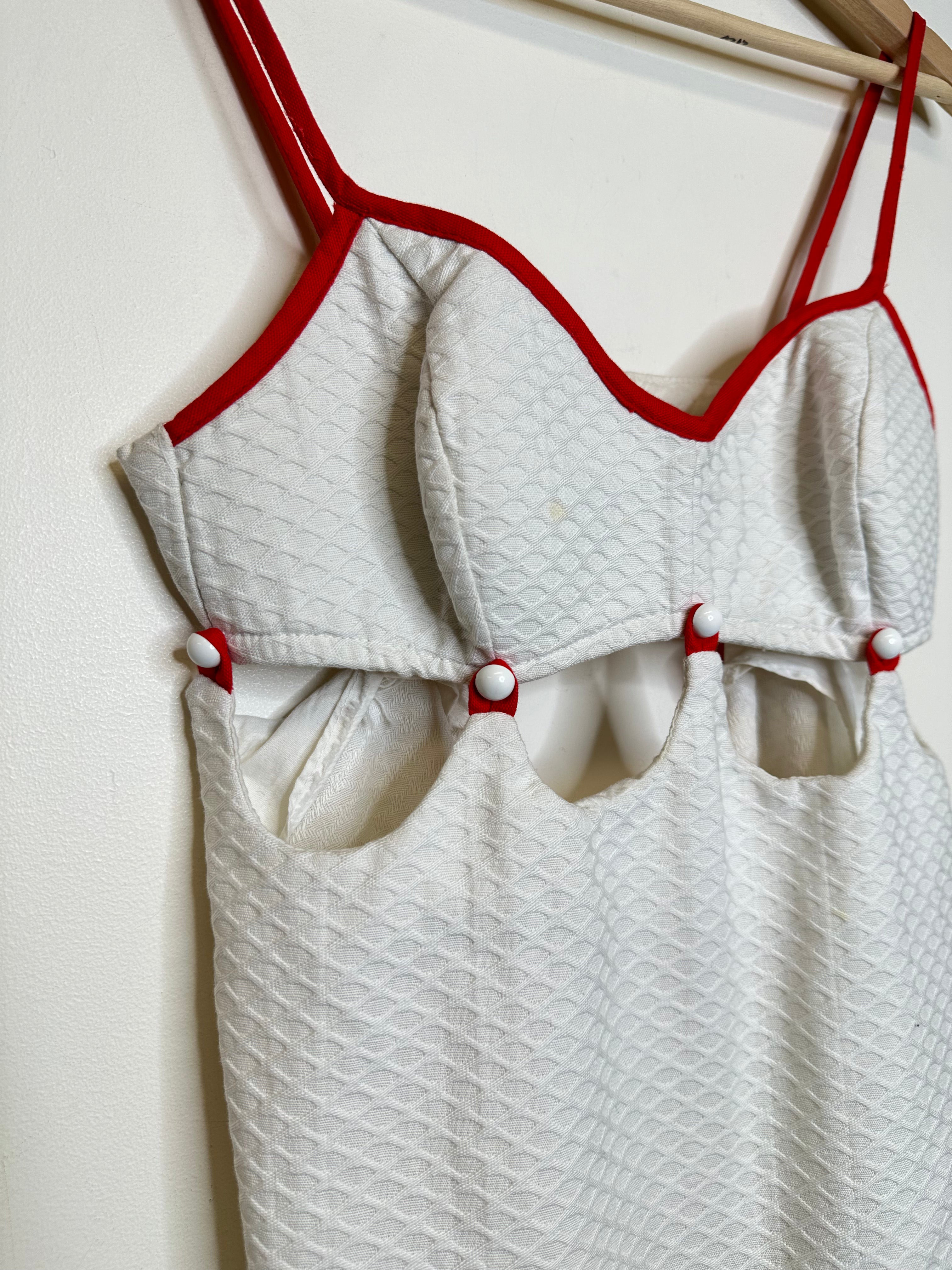 Vintage White/Red Cut-Out Top - S