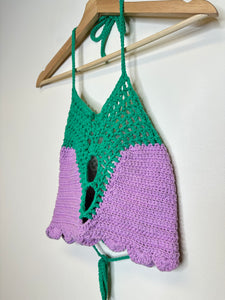 Wool Tings Purple Crochet Top - S