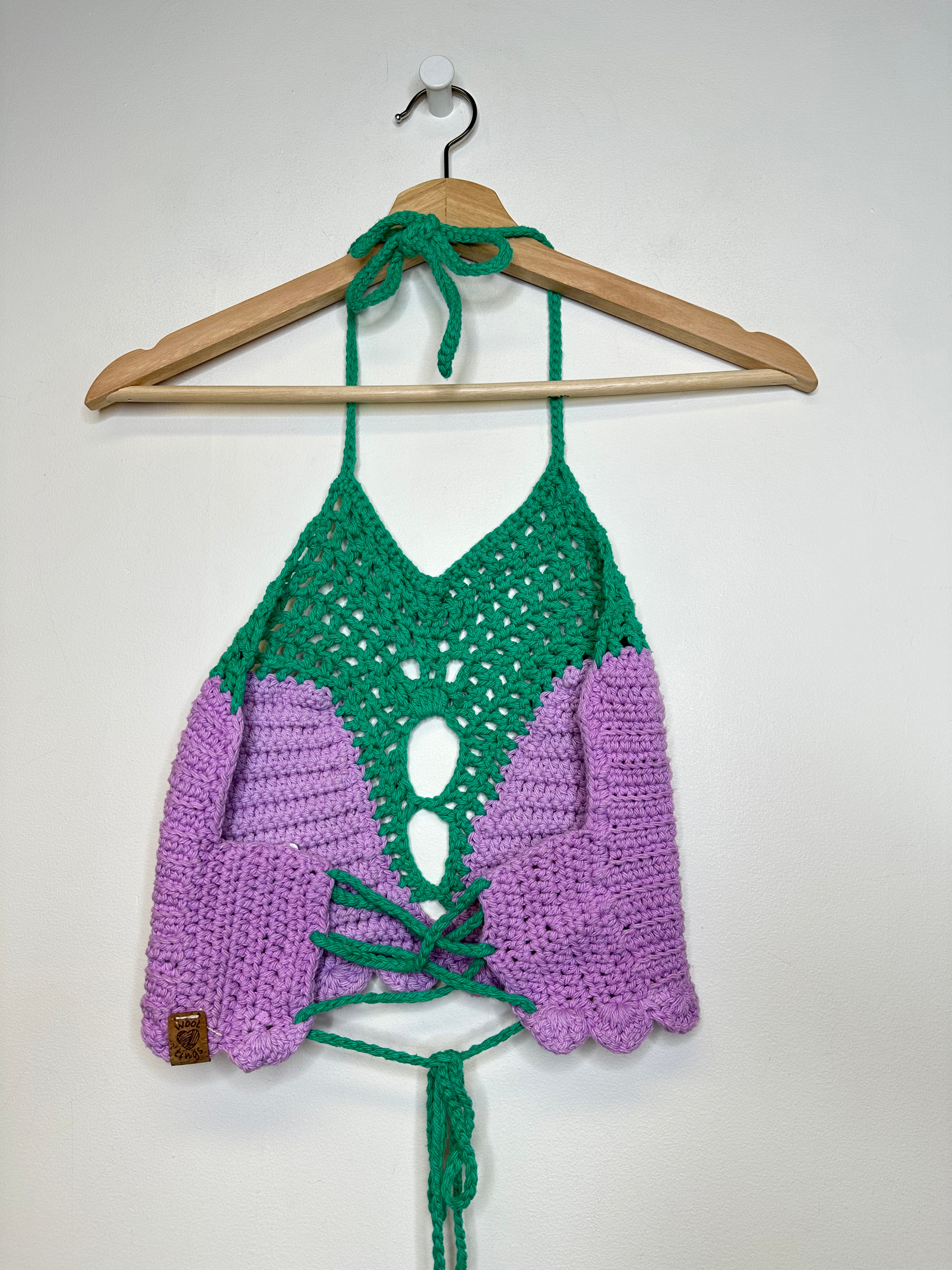 Wool Tings Purple Crochet Top - S