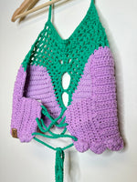 Charger l&#39;image dans la galerie, Wool Tings Purple Crochet Top - S
