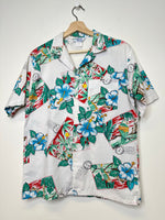 Charger l&#39;image dans la galerie, Vintage White/Teal Hawaiian Shirt - L - AS IS

