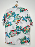 Charger l&#39;image dans la galerie, Vintage White/Teal Hawaiian Shirt - L - AS IS
