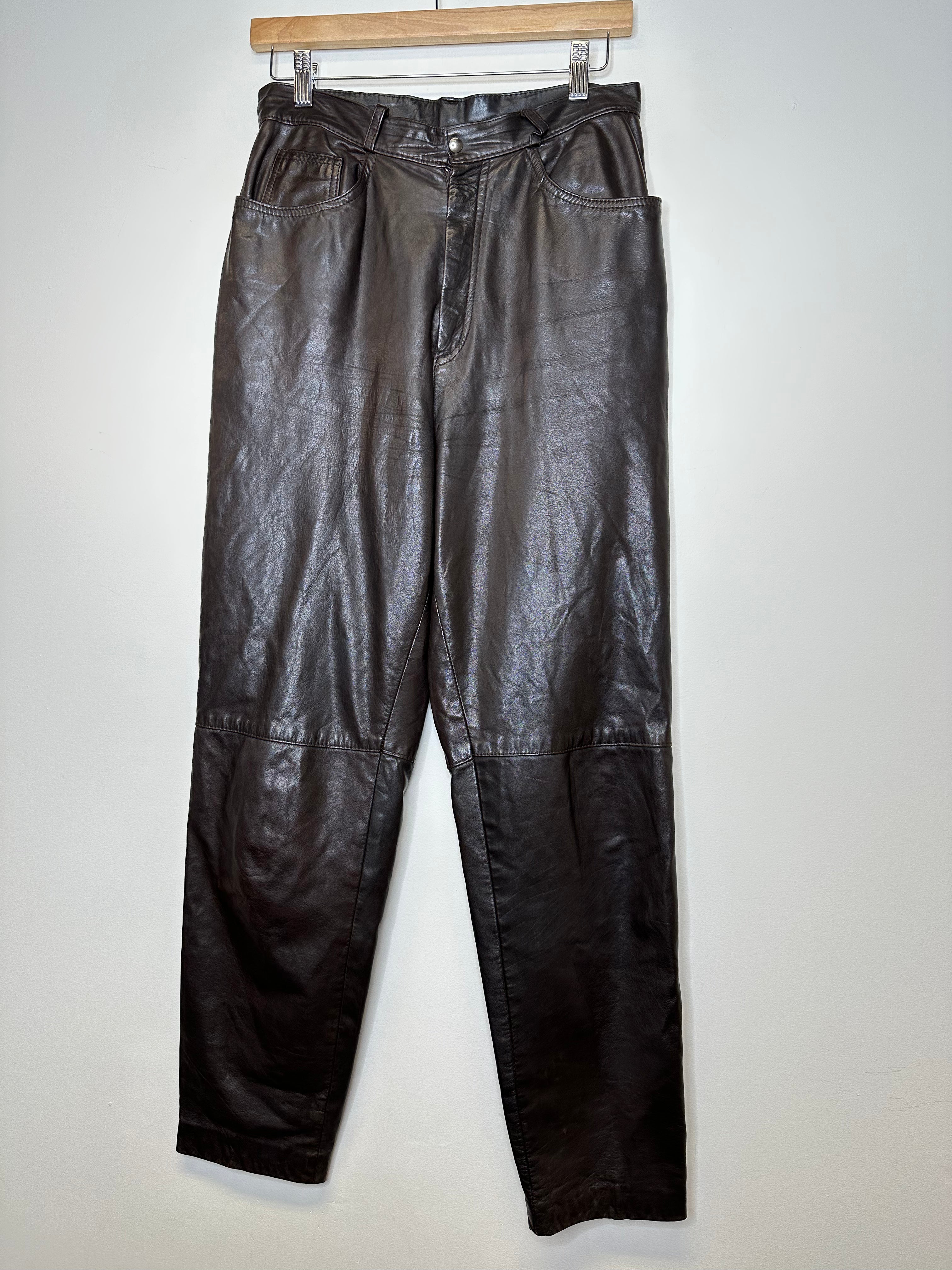 Vintage Brown Leather Pants - M/29