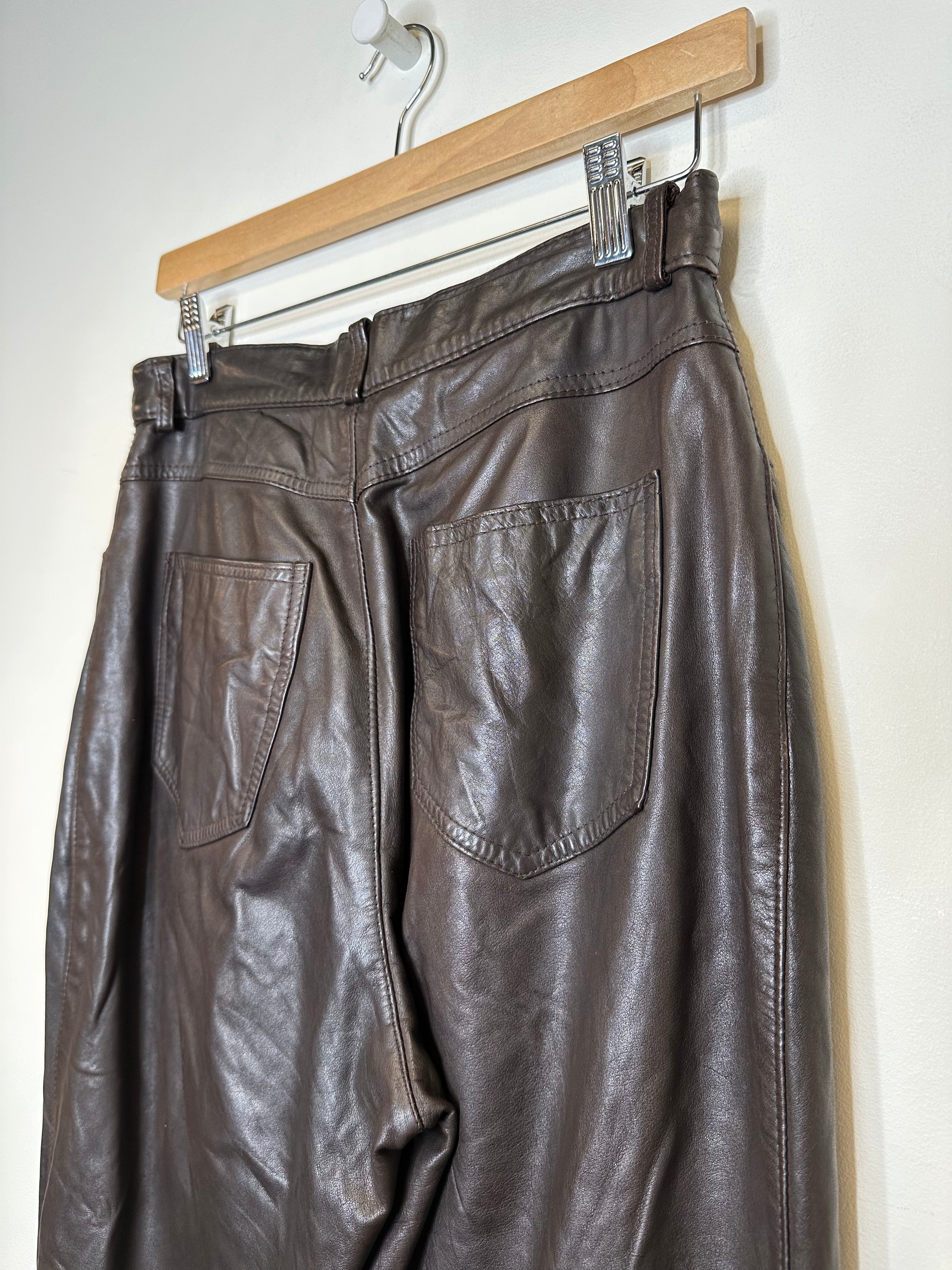 Vintage Brown Leather Pants - M/29
