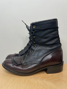Vintage Brown Leather Lace-Up Boots - W7