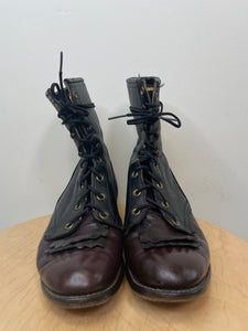 Vintage Brown Leather Lace-Up Boots - W7